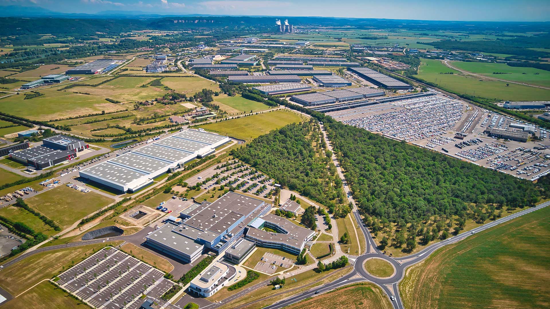 Vue aérienne du parc industriel de la Plaine de l'Ain (PIPA)
